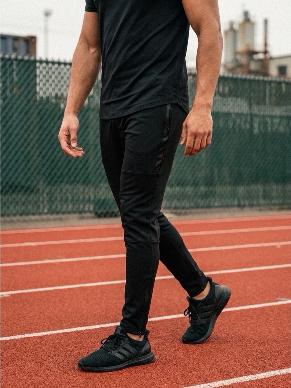 RBX Men's Black Active Performance Joggers w/Adjustable Drawstring & Ankle Zip M